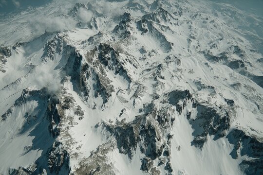 Aerial view of snow-capped mountain ranges - Powered by Adobe