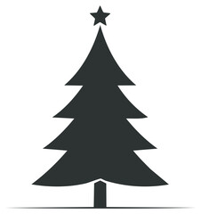 Christmas tree silhouette with star simple icon vector graphic illustration