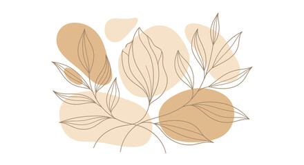 Abstract botanical line art with organic shapes isolated on white background
