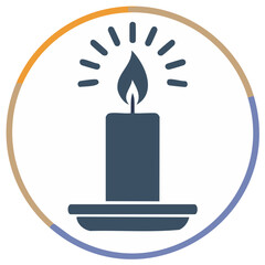 Obraz premium Candle illustration in a circle, representing light, faith, and hope in a minimal style.