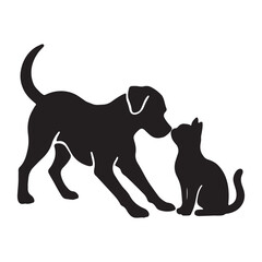 black cat and dog silhouette vector illustration