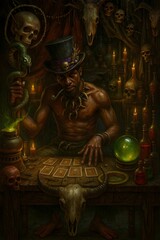 Fototapeta premium Man with hat and cards