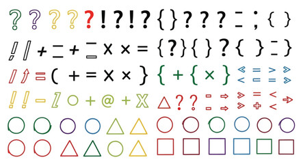 Colorful Mathematical and Punctuation Symbols Illustration Set