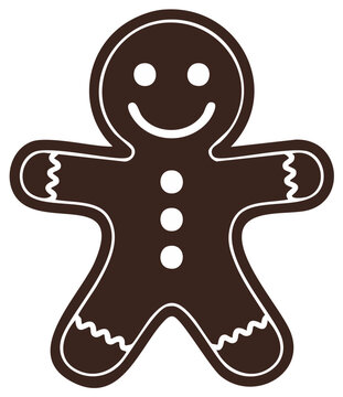 Cheerful gingerbread man cookie vector graphic with festive icing details for holiday designs