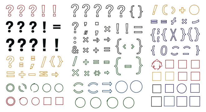 Diverse punctuation, symbols, and geometric shapes illustration