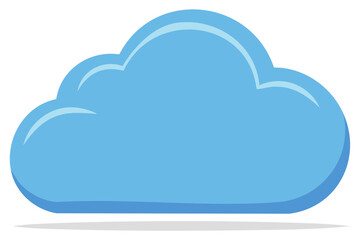 Modern flat design blue cloud graphic icon representing computing, data storage, network, or weather forecast symbol