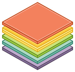 Fototapeta premium Geometric stack of colorful layered squares in isometric perspective