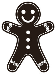 Obraz premium Gingerbread Man Silhouette with Buttons and Frosting Details Holiday Treat