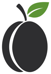 Stylized plum illustration with leaf vector graphic.