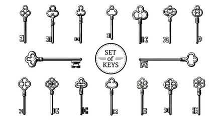 Intricate Antique Key Collection Ornate Vintage Skeleton Key Set