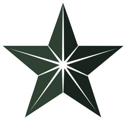 Obraz premium Geometric five pointed star icon with dark green faceted design