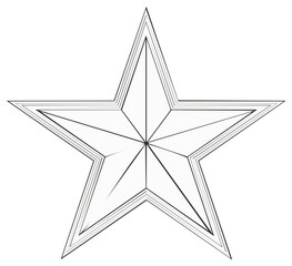 Obraz premium Detailed illustration of a five-pointed star shape in black lines, vector design.