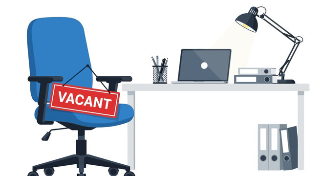 Empty Office Desk with Vacant Sign Job Opportunity Illustration - Powered by Adobe
