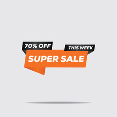 Super Sale 70% Off Banner – Orange and Black Promotional Design