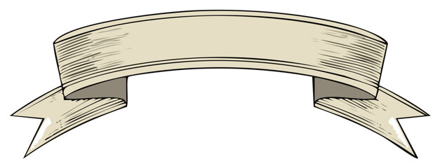 Vintage hand drawn ribbon banner scroll illustration with classic engraved sketch style for titles and text