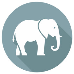 Fototapeta premium Elephant Icon on Blue-Gray Circle with Shadow, Symbolic Representation