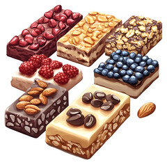 Fototapeta premium Assorted energy bars displayed