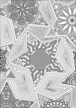 Adult Coloing Page Line Art Abstract Balck and White Vector