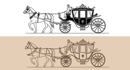 Elegant Horse-Drawn Carriage A Timeless Mode of Transport with Royal and Historical Significance © Myanee