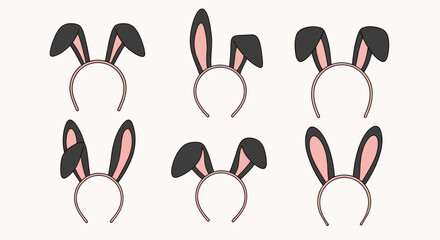 Easter Bunny Ears Headband Vector Collection Festive Accessories for Holiday Celebrations