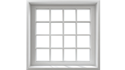 Old wooden window frame with glass on a white background for house architecture design
