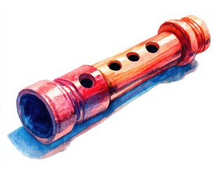 Naklejka premium Watercolor Painting of Reddish Brown Cylindrical Object with Holes