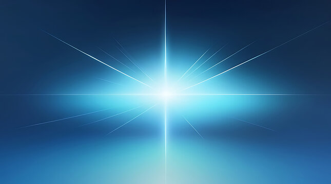 Bright blue starburst light explosion with cosmic dust and particles