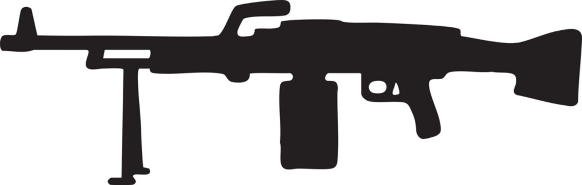 LMG Light Machine Gun Black Vector Illustration