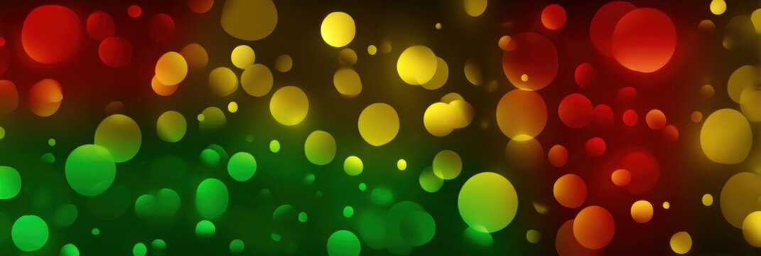 This bokeh background showcases a blend of red, yellow, and green circles, creating a lively and festive atmosphere suitable for celebrations and events.