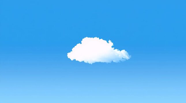 A single fluffy cloud in a clear blue sky, symbolizing tranquility and serenity.