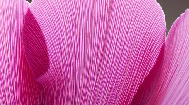 Close-up of vibrant pink flower petals with intricate textures and patterns.