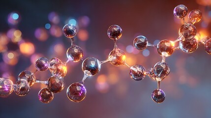 Stunning molecular structure with vibrant colors and light for innovative science, research, or technology brand visuals in forward-thinking designs