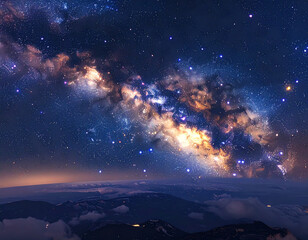 Fototapeta premium Milky Way Galaxy Over Mountain Landscape