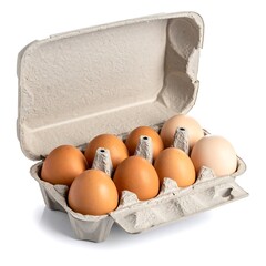 Cardboard egg carton with a dozen eggs