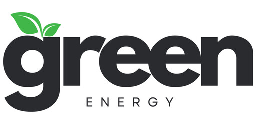 Clean organic cosmetics logo with green leaves symbolizing nature and purity