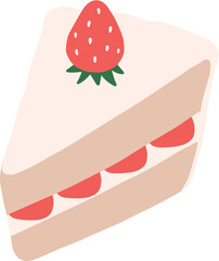 Delicious strawberry cake slice with fresh fruit topping and creamy layers