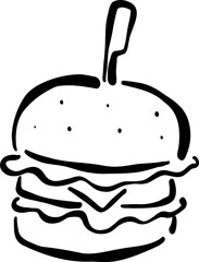 Hand Drawn Burger, Whimsical Wedding Food Illustration