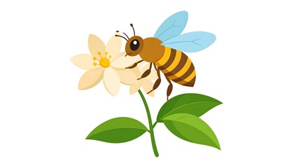 Cartoon bee on a flower