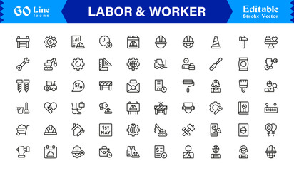 Labor And Workforce Symbols Minimal Line Icon Pack of Unique, Editable Vector Illustrations