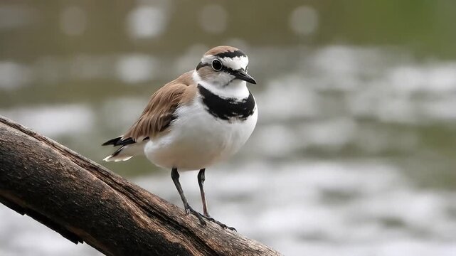 Bird Perched on a Branch with a Black and White Pattern.