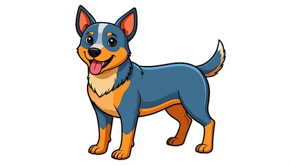 Cartoon dog, blue and orange