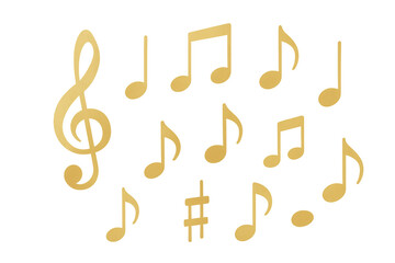 Golden musical notes and treble clef floating, creating a universal symbol of melody and artistic expression
