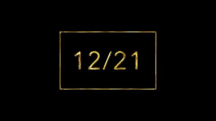 12月21日、金色に輝く日付アニメーション、プレミアムな動画タイトル背景 - Powered by Adobe