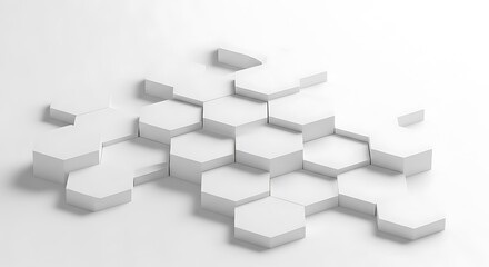 White Hexagon Pattern Background Abstract 3D Rendering Geometric Shape Concept