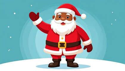 Cartoon Santa Claus, Black, waving