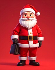Cartoon Santa Claus holding a briefcase