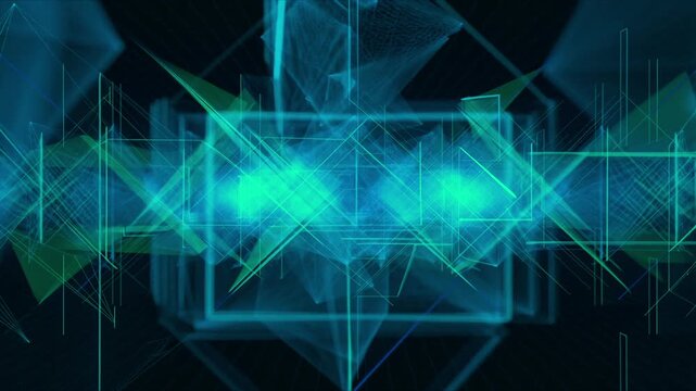 Digital Abstraction: Captivating digital artwork showcasing an intricate web of interconnected lines and shapes, forming a dynamic composition. It captures the essence of technology