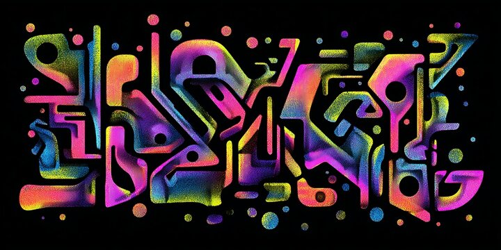 Vibrant abstract geometric shapes with neon gradient and grainy texture create a dynamic, modern, and energetic visual masterpiece for graphic design.