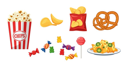 Assortment of Popular Snack Foods and Candies.
