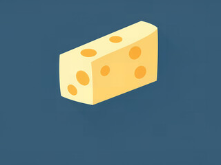 Isometric illustration of a wedge of swiss cheese with holes